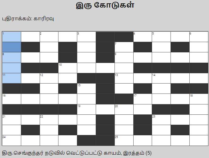 Tamil Cryptic Crossword – Kattrathu Kaathal
